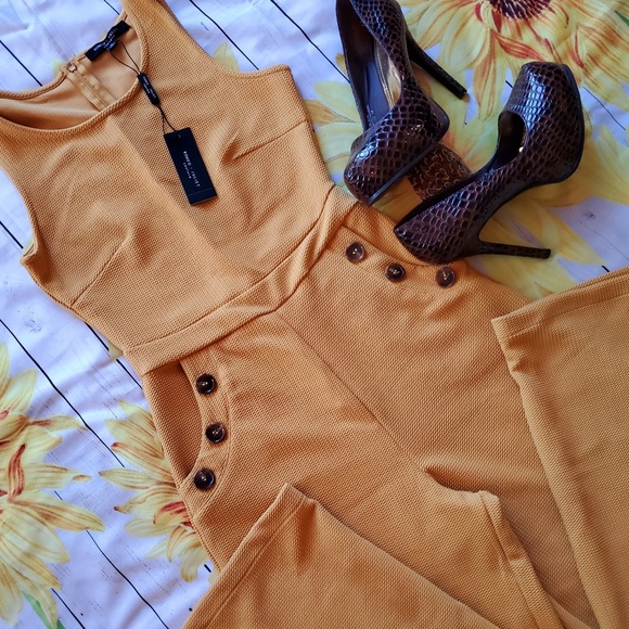 "Romeo and Juliet Couture" Mustard Jumpsuit - Picture 2 of 8